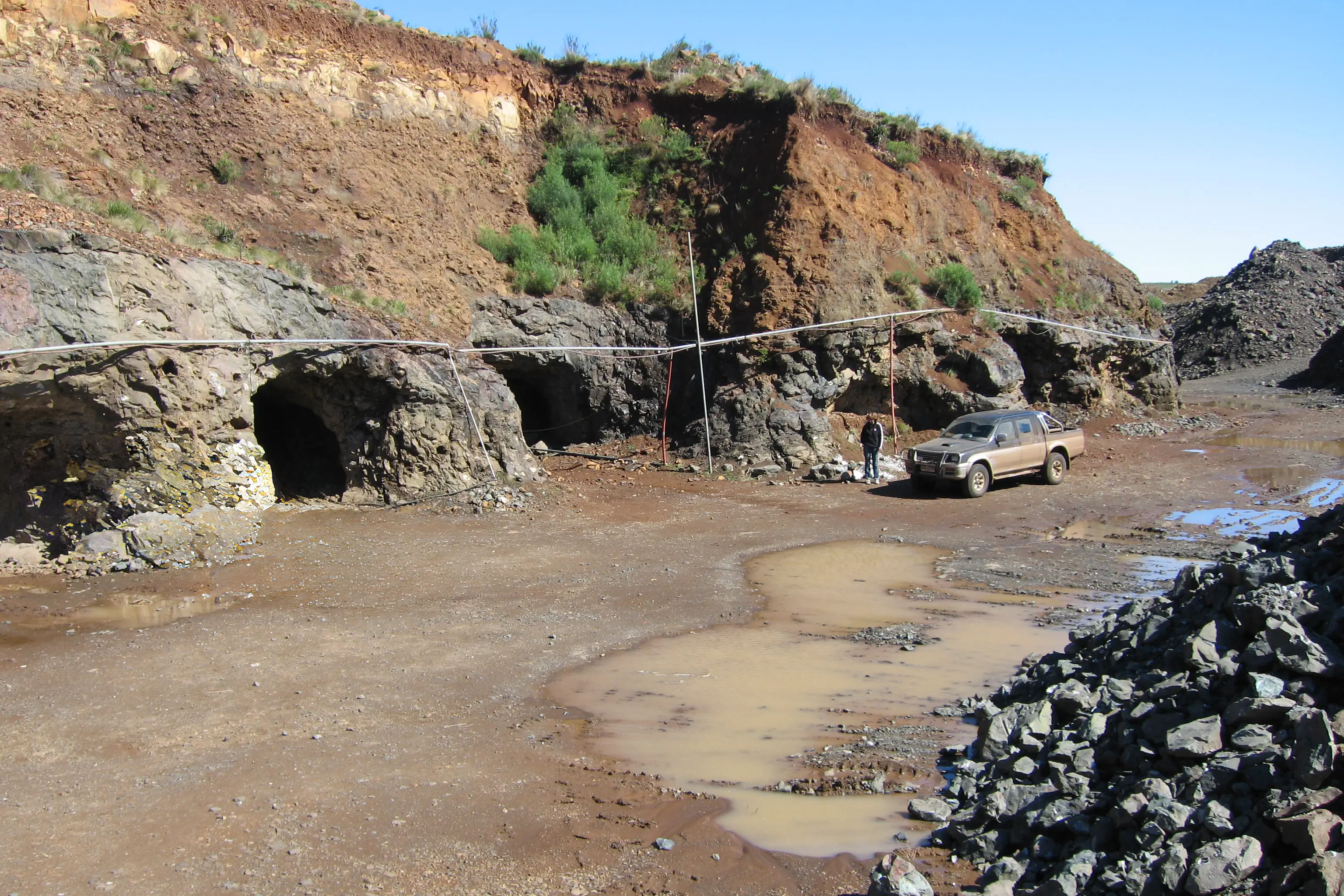 Amethyst Mining Tunnels in Lava Stream. TOP GEO Expedition 2006